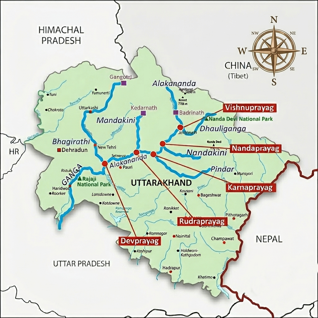 Ganga River in Uttarakhand Map